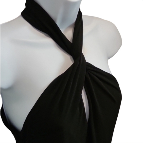 Alice + Olivia Steph Fringe Bottom Twist Front Halter Gown Evening Dress - Picture 8 of 13